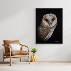 Barn Owl Portrait - Canvas print from original artwork - Cairngorm Artists