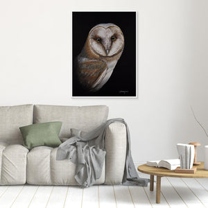 Barn Owl Portrait - Canvas print from original artwork - Cairngorm Artists