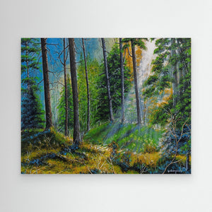 Blue Haze Forest - canvas print from original artwork - Cairngorm Artists