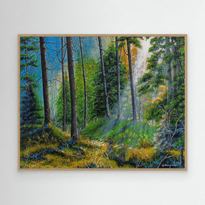 Blue Haze Forest - canvas print from original artwork - Cairngorm Artists