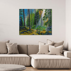 Blue Haze Forest - canvas print from original artwork - Cairngorm Artists