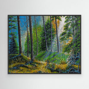 Blue Haze Forest - canvas print from original artwork - Cairngorm Artists