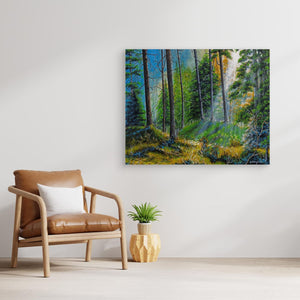 Blue Haze Forest - canvas print from original artwork - Cairngorm Artists