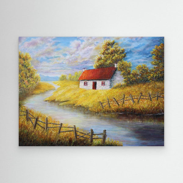 Bothy by the Burn - canvas print from original artwork - Cairngorm Artists