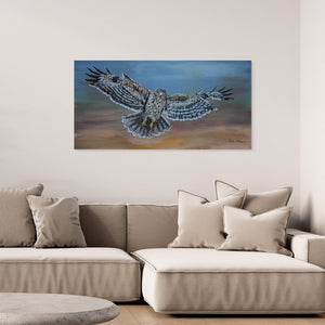 Buzzard in Flight - canvas print from original artwork - Cairngorm Artists