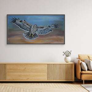 Buzzard in Flight - canvas print from original artwork - Cairngorm Artists