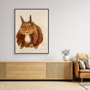 Crouching Squirrel - canvas print from original artwork - Cairngorm Artists