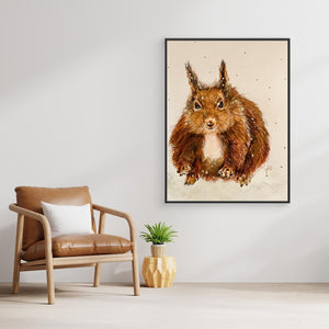 Crouching Squirrel - canvas print from original artwork - Cairngorm Artists