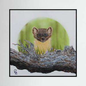 Curious Log Lookout - canvas print from original artwork - Cairngorm Artists