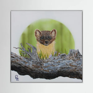 Curious Log Lookout - canvas print from original artwork - Cairngorm Artists