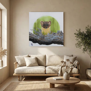 Curious Log Lookout - canvas print from original artwork - Cairngorm Artists