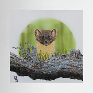 Curious Log Lookout - canvas print from original artwork - Cairngorm Artists