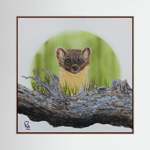 Curious Log Lookout - canvas print from original artwork - Cairngorm Artists