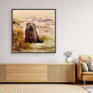 Curious Otter - canvas print from original artwork - Cairngorm Artists