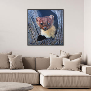 Curious Pine Marten - canvas print from original acrylic painting - Cairngorm Artists