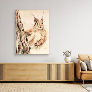 "Curious Squirrel" - Canvas print from original drawing - Cairngorm Artists