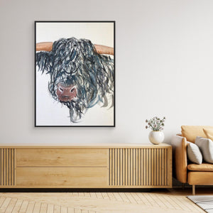 Curly Highlander - canvas print from original artwork - Cairngorm Artists