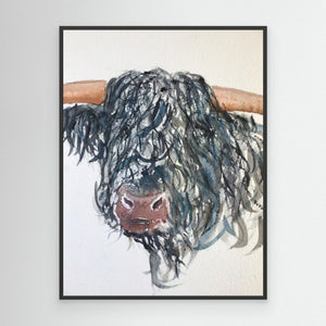 Curly Highlander - canvas print from original artwork - Cairngorm Artists