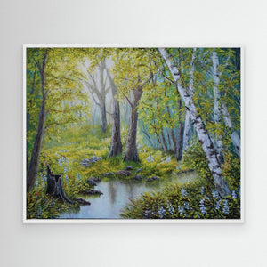 Forest Stream Tranquillity - canvas print from original artwork - Cairngorm Artists