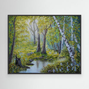 Forest Stream Tranquillity - canvas print from original artwork - Cairngorm Artists