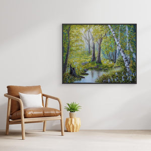 Forest Stream Tranquillity - canvas print from original artwork - Cairngorm Artists