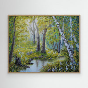 Forest Stream Tranquillity - canvas print from original artwork - Cairngorm Artists