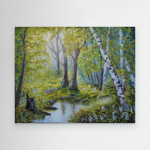 Forest Stream Tranquillity - canvas print from original artwork - Cairngorm Artists