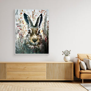 Hare in Bloom - canvas print from original artwork - Cairngorm Artists