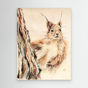 "Curious Squirrel" - Canvas print from original drawing
