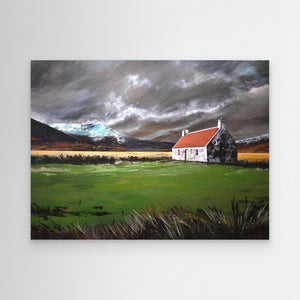 Storm approaching, Athnamulloch Bothy - Canvas print from original artwork
