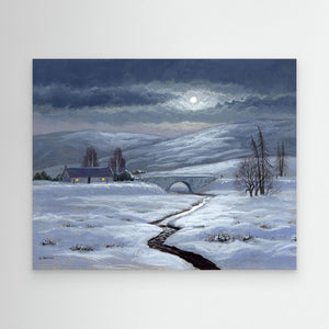 Moon Over Dava Moor - canvas print from original artwork - Cairngorm Artists
