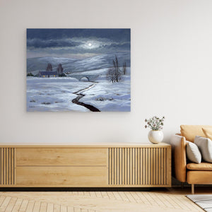 Moon Over Dava Moor - canvas print from original artwork - Cairngorm Artists