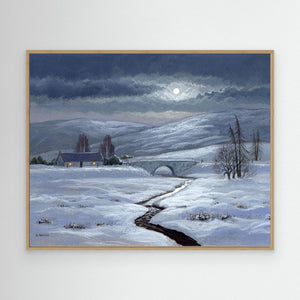 Moon Over Dava Moor - canvas print from original artwork - Cairngorm Artists