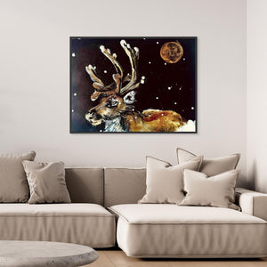Moonlit Reindeer - canvas print from original artwork - Cairngorm Artists