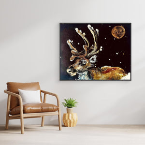 Moonlit Reindeer - canvas print from original artwork - Cairngorm Artists
