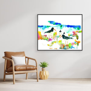 Oystercatcher beach - Canvas print from original artwork - Cairngorm Artists