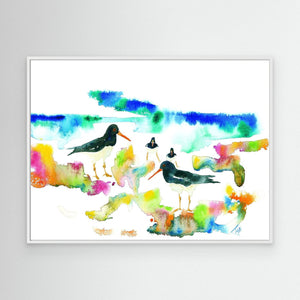 Oystercatcher beach - Canvas print from original artwork - Cairngorm Artists