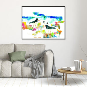 Oystercatcher beach - Canvas print from original artwork - Cairngorm Artists