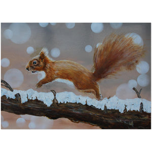 Pack of 10 Post Cards - "Red Squirrel Leap" - Cairngorm Artists
