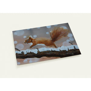 Pack of 10 Post Cards - "Red Squirrel Leap" - Cairngorm Artists