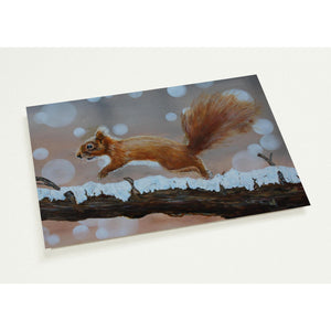 Pack of 10 Post Cards - "Red Squirrel Leap" - Cairngorm Artists