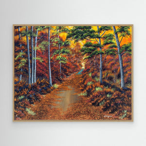 Puddles in Autumn - canvas print from original artwork - Cairngorm Artists