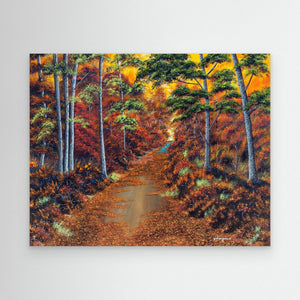 Puddles in Autumn - canvas print from original artwork - Cairngorm Artists