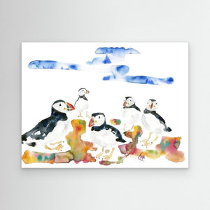 Puffin Patch - Canvas print from original artwork - Cairngorm Artists