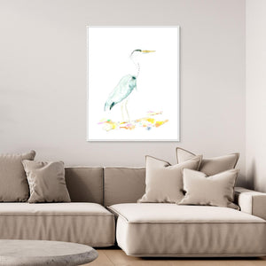 Quiet Heron - canvas print from original artwork - Cairngorm Artists
