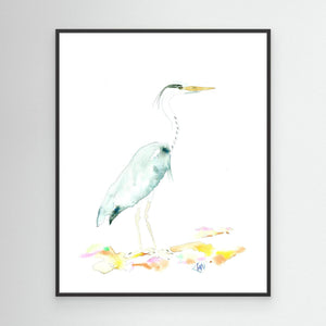 Quiet Heron - canvas print from original artwork - Cairngorm Artists