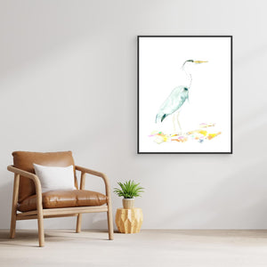 Quiet Heron - canvas print from original artwork - Cairngorm Artists