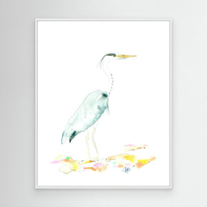 Quiet Heron - canvas print from original artwork - Cairngorm Artists