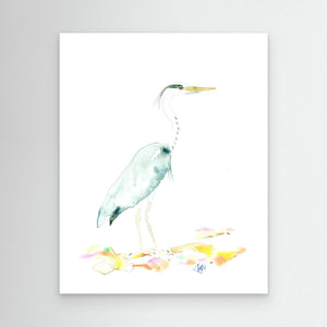 Quiet Heron - canvas print from original artwork - Cairngorm Artists