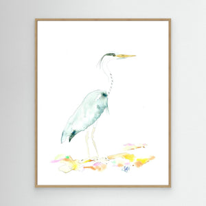 Quiet Heron - canvas print from original artwork - Cairngorm Artists